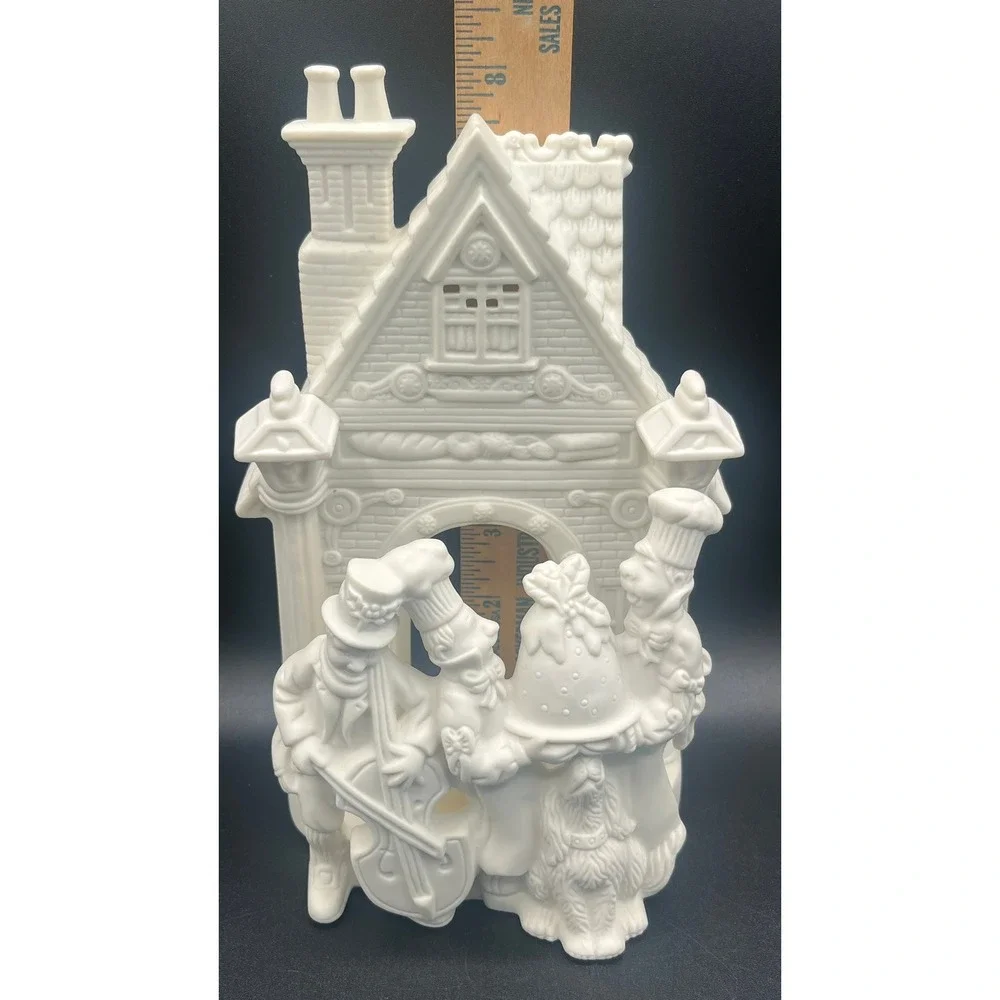 Partylite White Bisque Porcelain Victorian Carolers Christmas Candle Holder Vtg